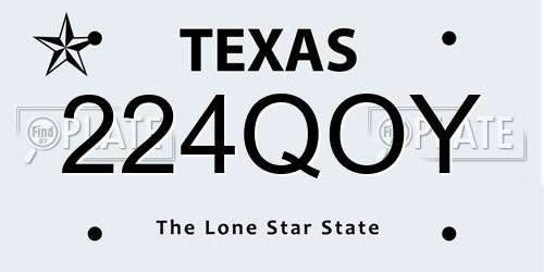 224QOY Texas License Plate