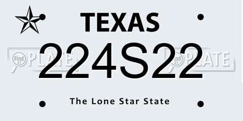 224S22 Texas License Plate