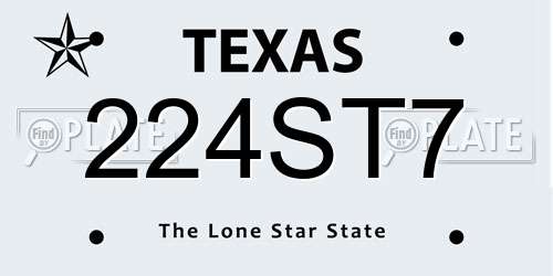 224ST7 Texas License Plate