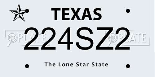 224SZ2 Texas License Plate