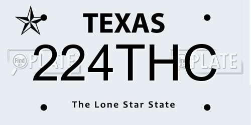 224THC Texas License Plate