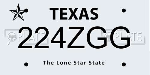 224ZGG Texas License Plate