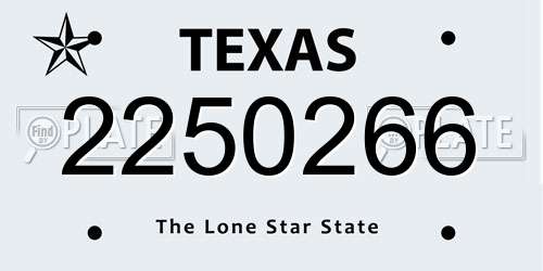 2250266 Texas License Plate