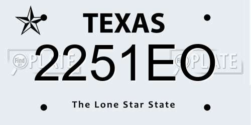 2251EO Texas License Plate