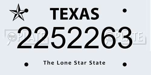 2252263 Texas License Plate