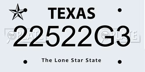 22522G3 Texas License Plate