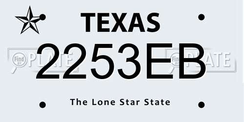 2253EB Texas License Plate