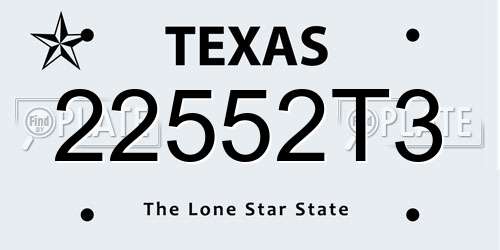 22552T3 Texas License Plate