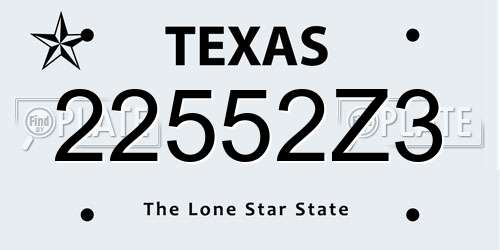 22552Z3 Texas License Plate