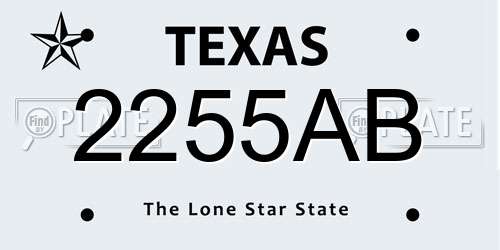 2255AB Texas License Plate