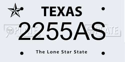 2255AS Texas License Plate