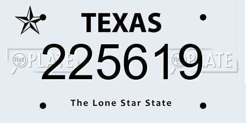 225619 Texas License Plate