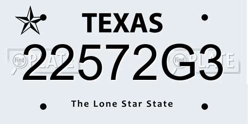 22572G3 Texas License Plate