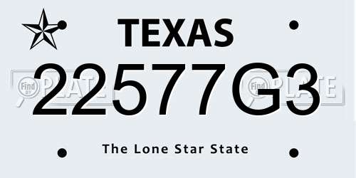 22577G3 Texas License Plate