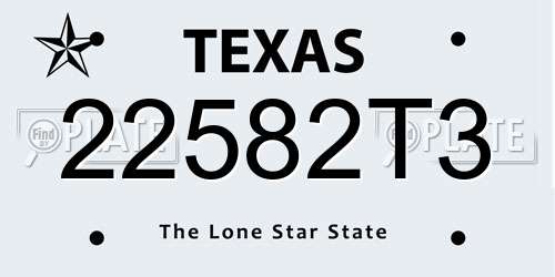 22582T3 Texas License Plate