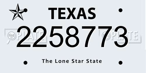 2258773 Texas License Plate