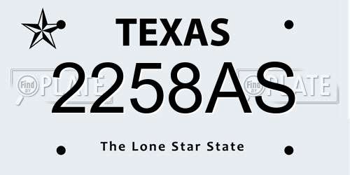 2258AS Texas License Plate