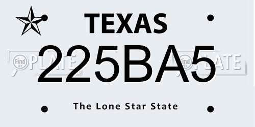 225BA5 Texas License Plate