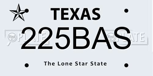 225BAS Texas License Plate