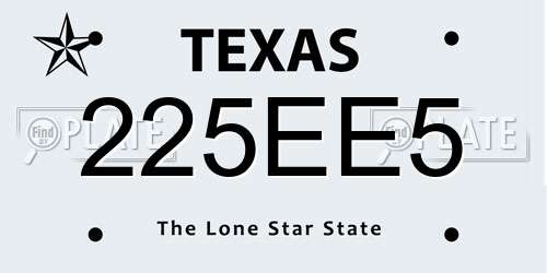 225EE5 Texas License Plate