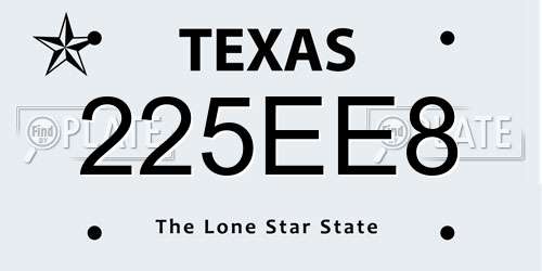 225EE8 Texas License Plate