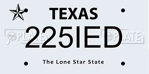 225IED Texas License Plate
