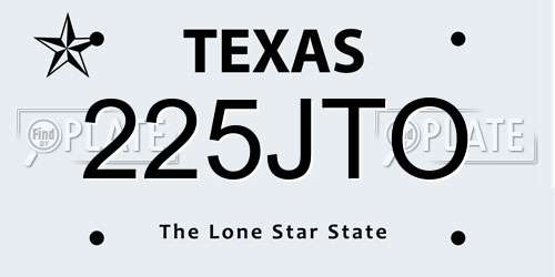 225JTO Texas License Plate