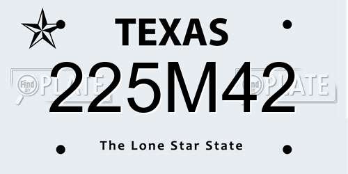 225M42 Texas License Plate
