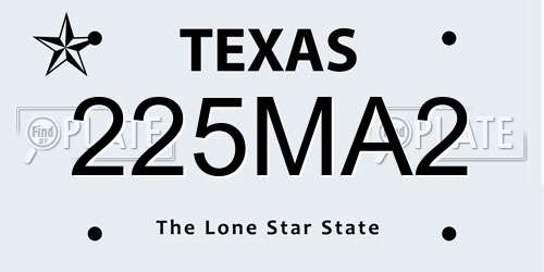 225MA2 Texas License Plate