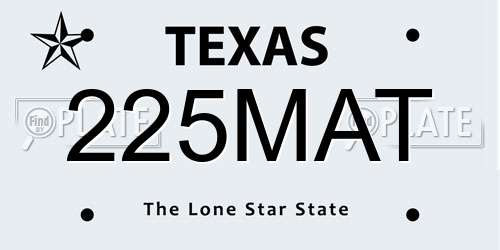 225MAT Texas License Plate