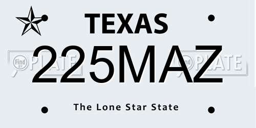 225MAZ Texas License Plate