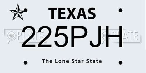 225PJH Texas License Plate
