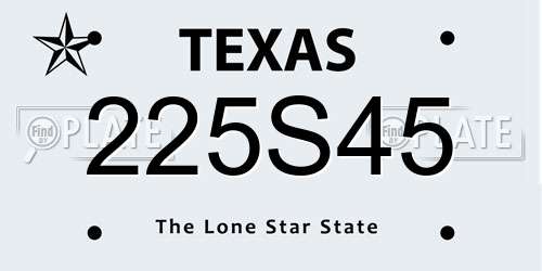 225S45 Texas License Plate