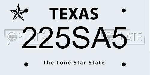 225SA5 Texas License Plate
