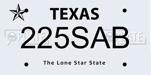 225SAB Texas License Plate