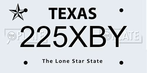 225XBY Texas License Plate