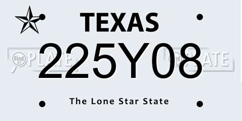 225Y08 Texas License Plate
