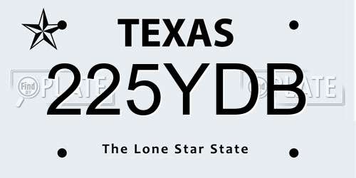 225YDB Texas License Plate