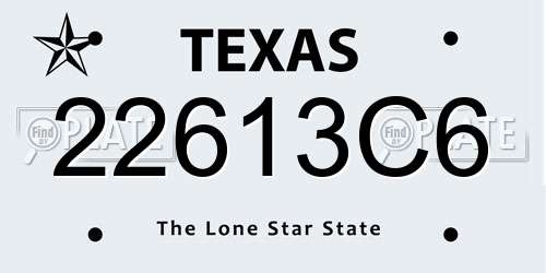 22613C6 Texas License Plate