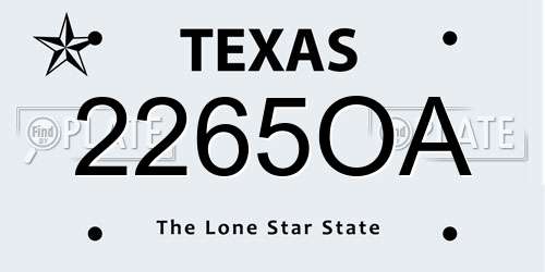 2265OA Texas License Plate