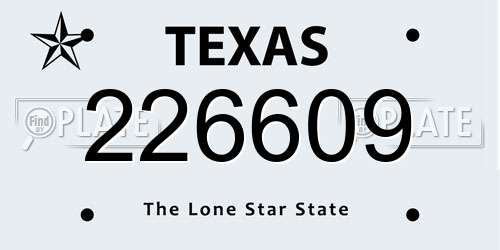 226609 Texas License Plate