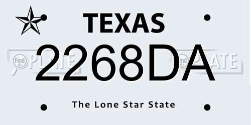 2268DA Texas License Plate