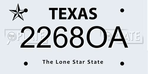 2268OA Texas License Plate
