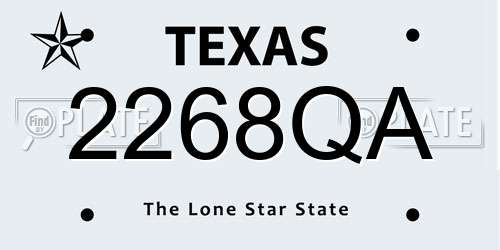 2268QA Texas License Plate