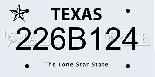 226B124 Texas License Plate