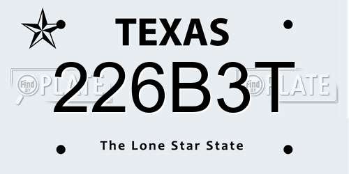226B3T Texas License Plate