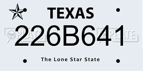 226B641 Texas License Plate