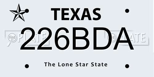 226BDA Texas License Plate