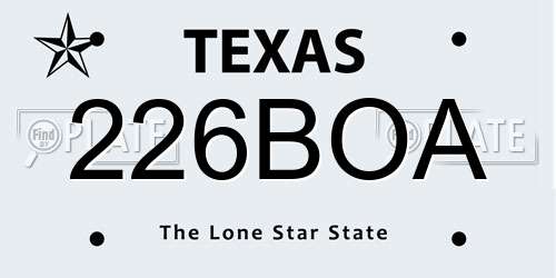 226BOA Texas License Plate