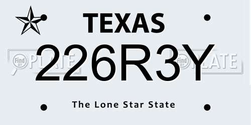 226R3Y Texas License Plate